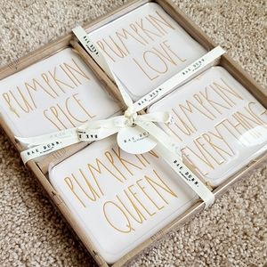 Rae Dunn "Pumpkin Spice" etc 4pcs Coasters 2020